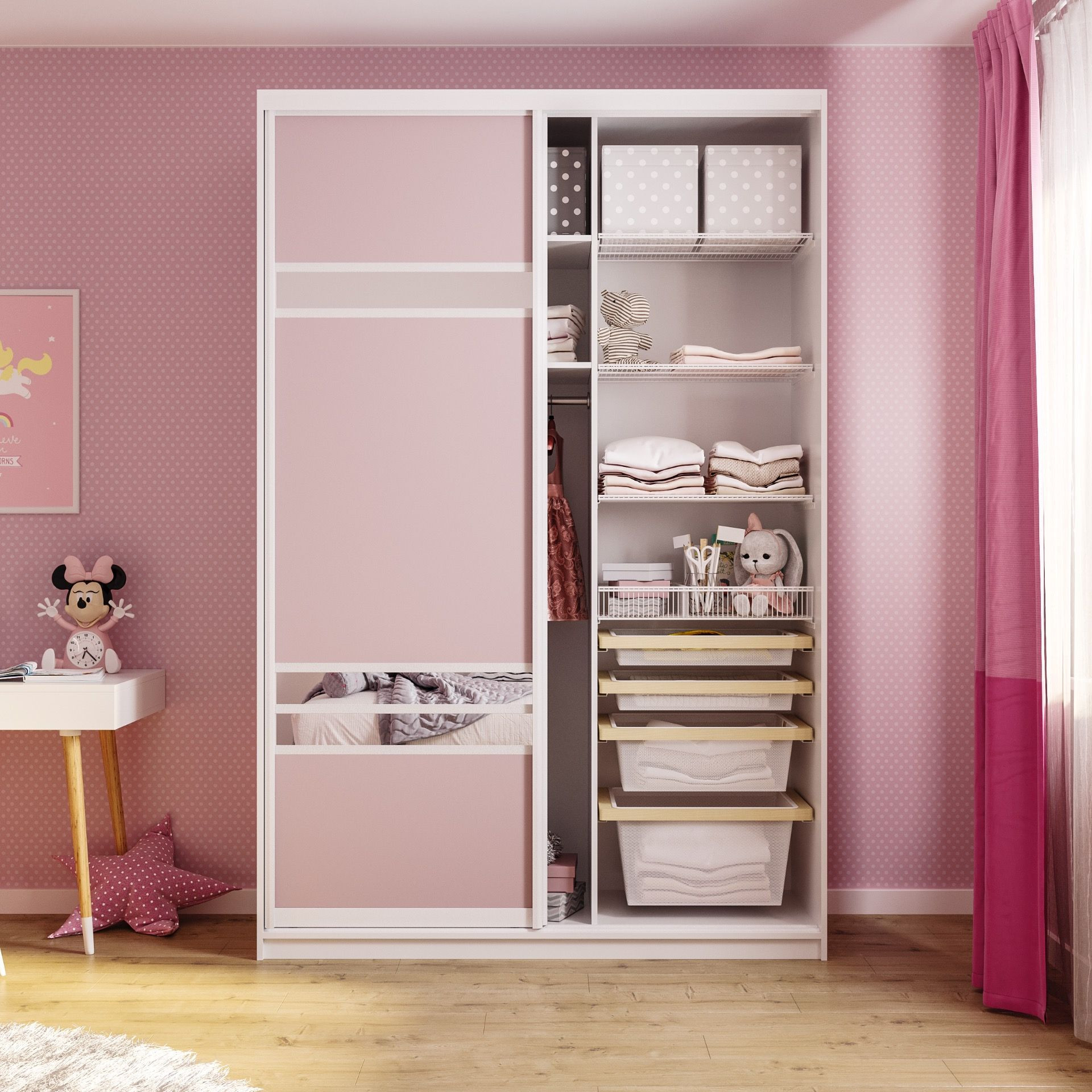 Шкаф в розовом цвете