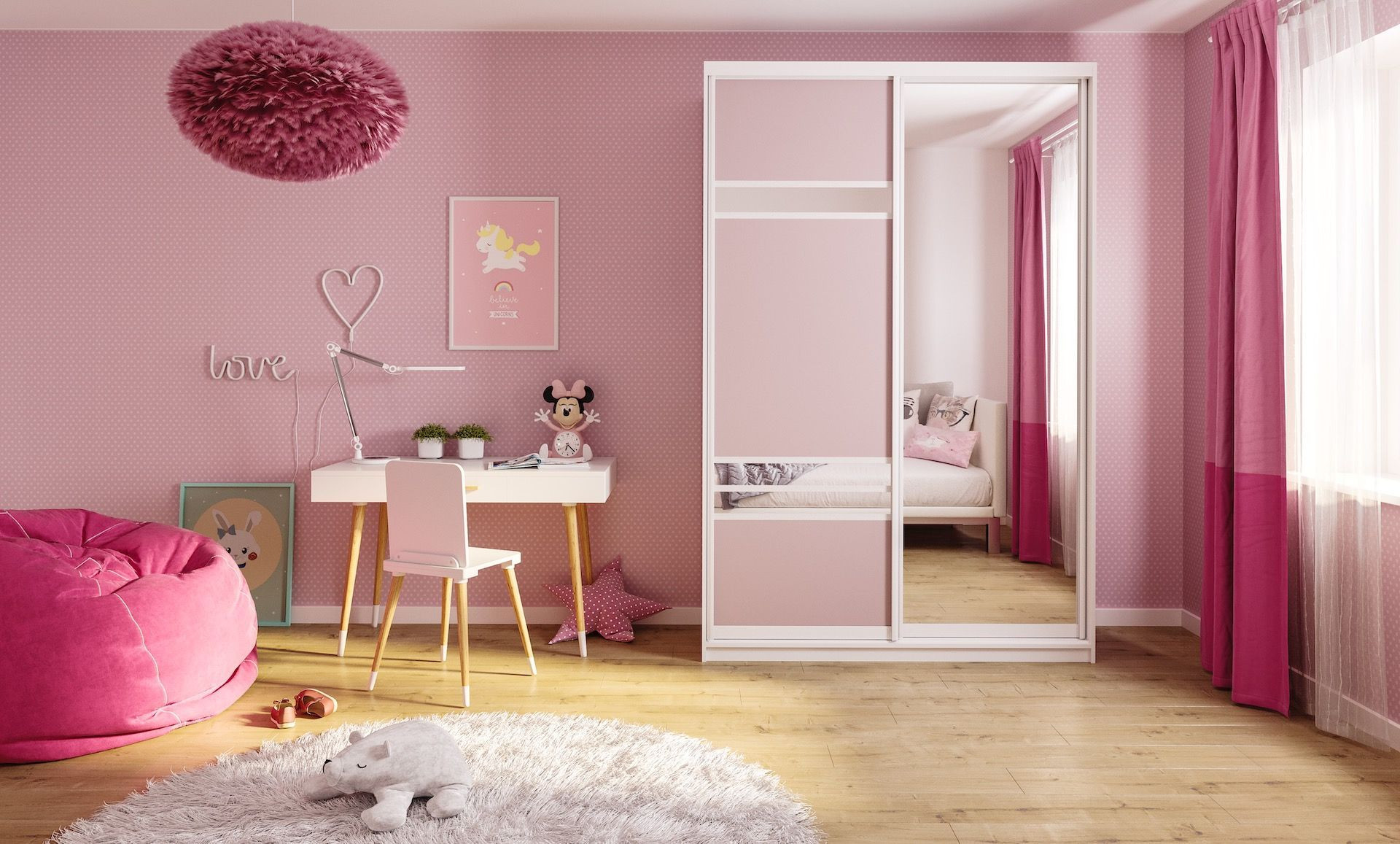 Шкаф в розовом цвете